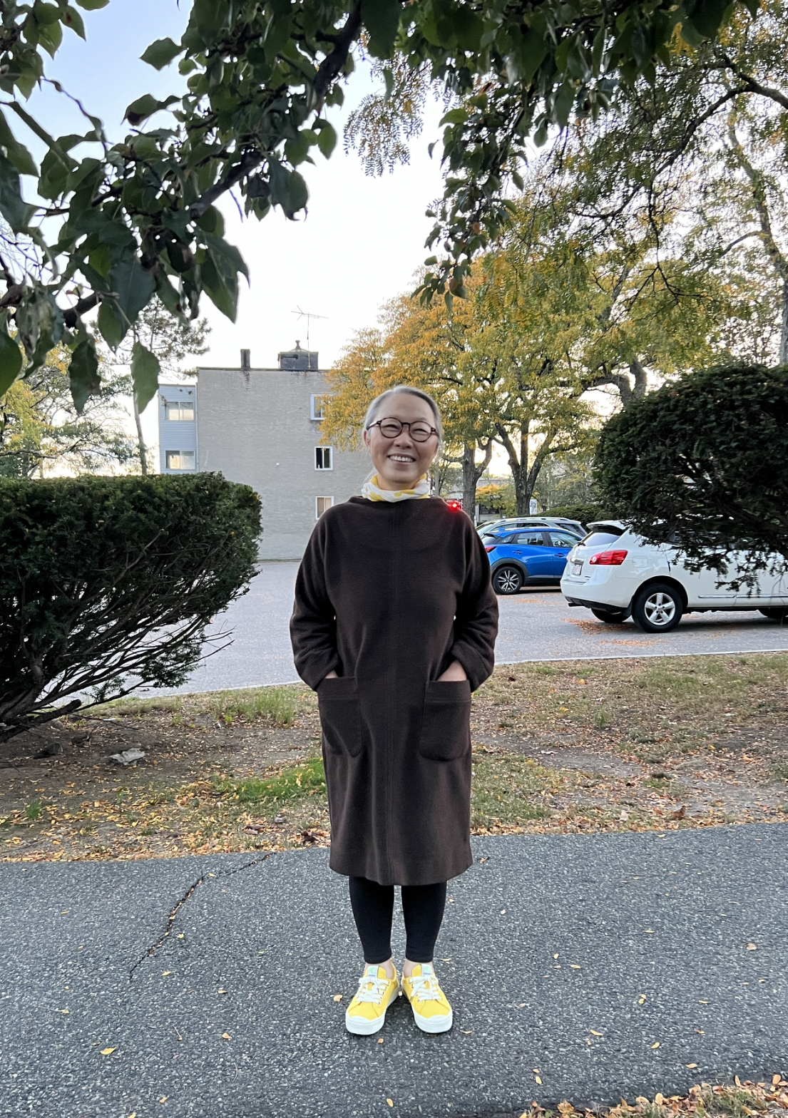 Mother in handmade dress